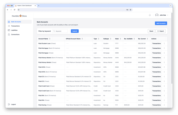 Client Bank Accounts