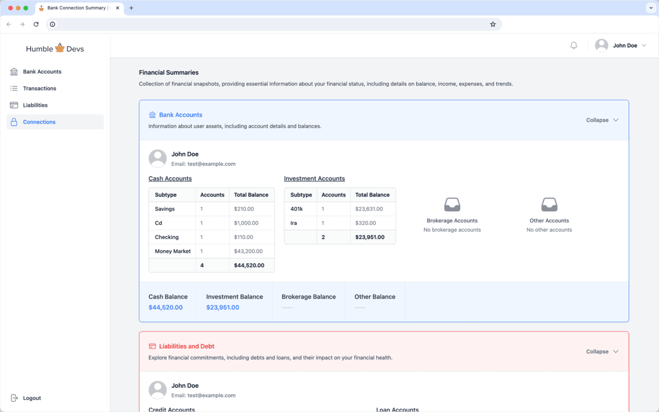 Client assets summary